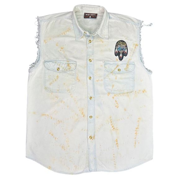 Vintage Y2K Biker Design 2000 Sturgis Distressed Button-Down Vest - Picture 4 of 7